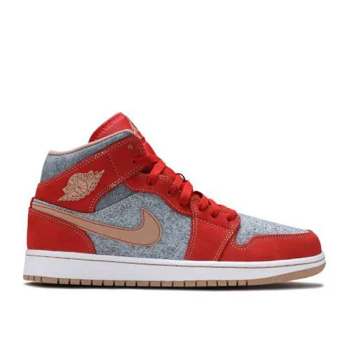 【 AIR JORDAN JORDAN 1 MID DENIM RED / CINNABAR HEMP WHITE 】 ナイキ ミッド 白色 ホワイト エアジョーダン スニーカー メンズ