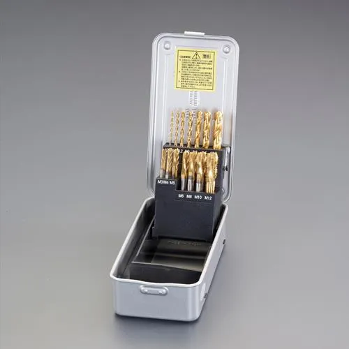 エスコ (ESCO) EA829DY M3-M12 スパイラル,ジェットタップドリルセット(TIN・COHSS EA829DY