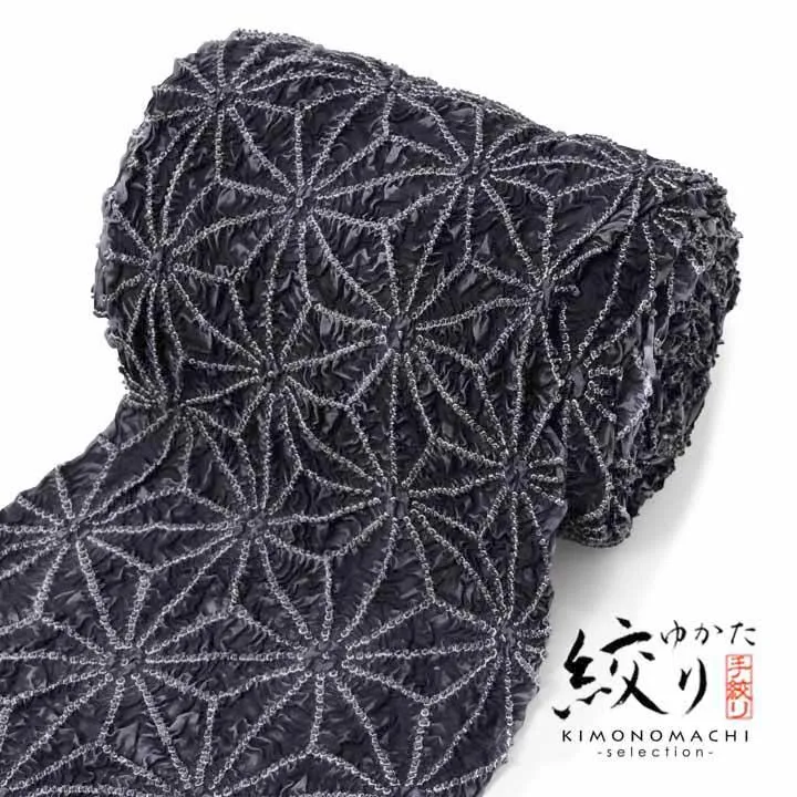 絞り浴衣反物 花しぼり「寄木細工 グレー」有松絞り 女性浴衣 レディース浴衣 絞り浴衣 綿浴衣 未仕立て(メール便不可)