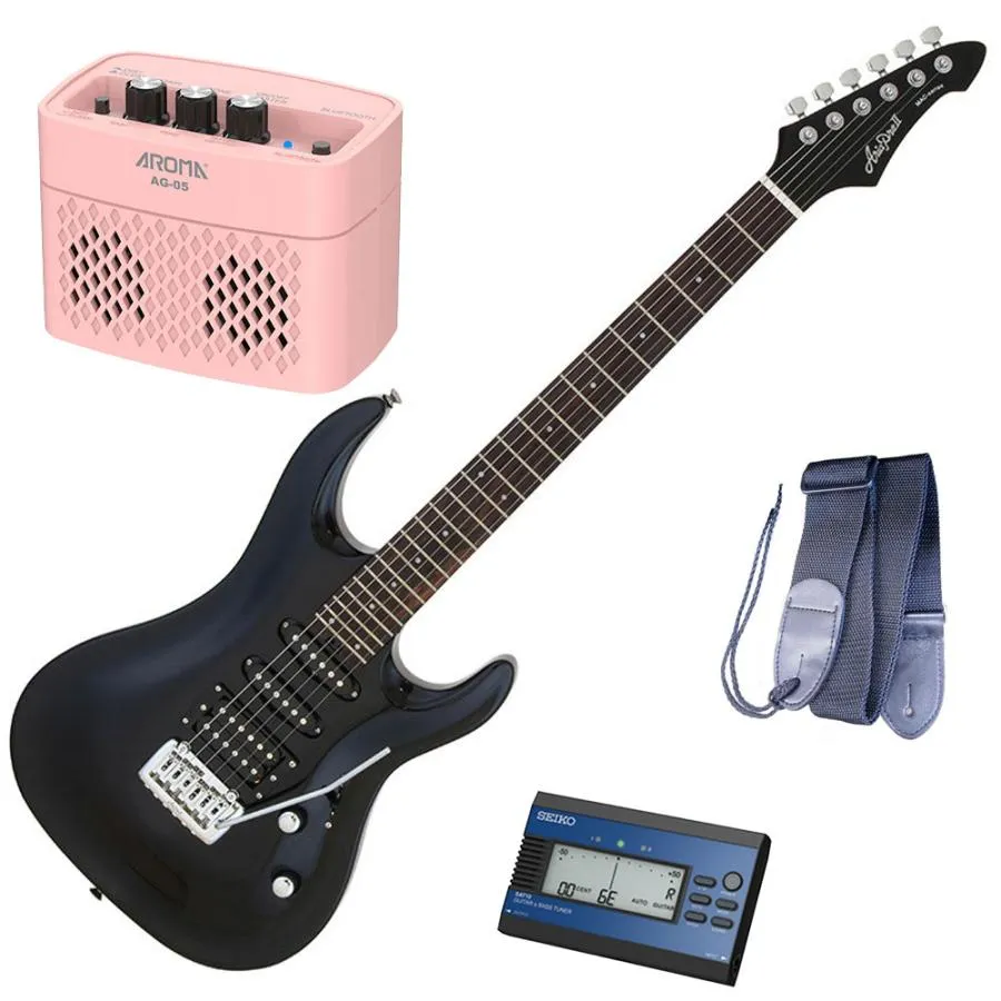 セイコーチューナー＆アンプセット！AriaProII エレキギター MAC-STD MPK＋SAT10L＋ギターストラップ＋AG-05 PK