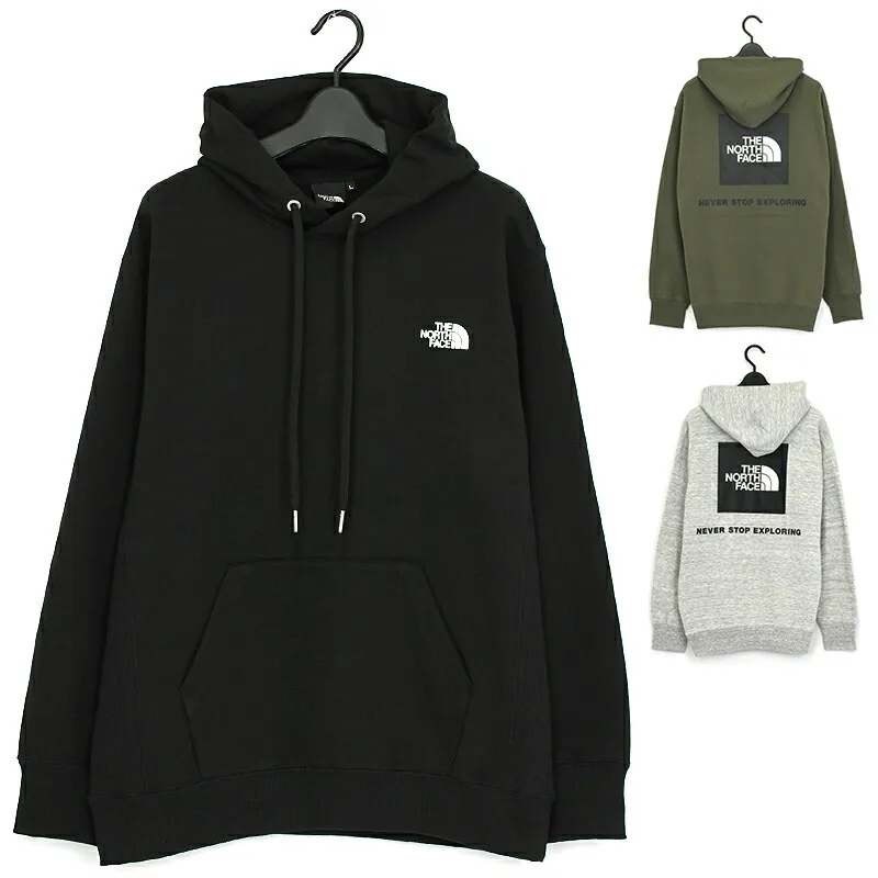 ザ・ノース・フェイス THE NORTH FACE バックスクエアロゴフーディ Back Square Logo Hoodie プルオーバースウェットパーカー NT12336 メンズ 国内正規品 リサイクルポリエステル コットン混紡 速乾 ストレッチ 裏毛素材 カジュアル アウトドア カーキ グレー ブラック