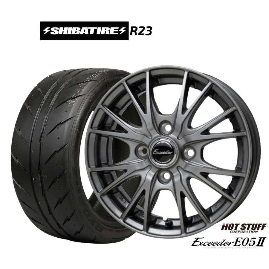 サマータイヤ ホイール4本セット ホットスタッフ エクシーダー E05II SHIBATIRE シバタイヤ 300 (R23) 155/65R13