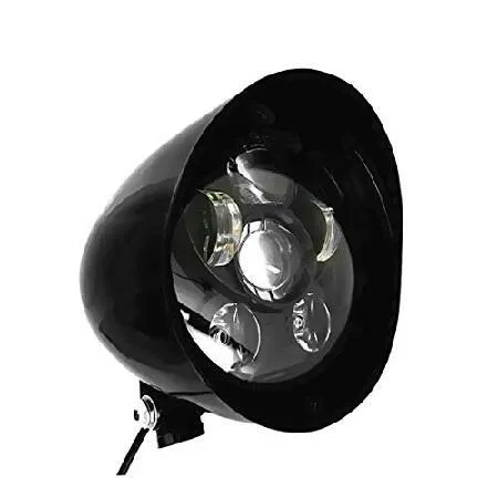 FATECIM 5.75インチ LEDオートバイヘッドライト アルミバイザークリアレンズ付き 5 3/4インチ 弾丸ヴィンテージランプ ハーレースポーツスター ダイナソフテイル