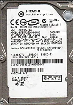 【中古】(非常に良い)純正OEM Hitachi hts542516?K9sa00?0?a54884?42t1501?42t1063?160?GB 2.5インチハードドライブ