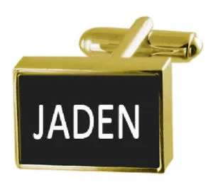 【送料無料】メンズアクセサリ― ボックスカフリンクスengraved box goldtone cufflinks name  jaden