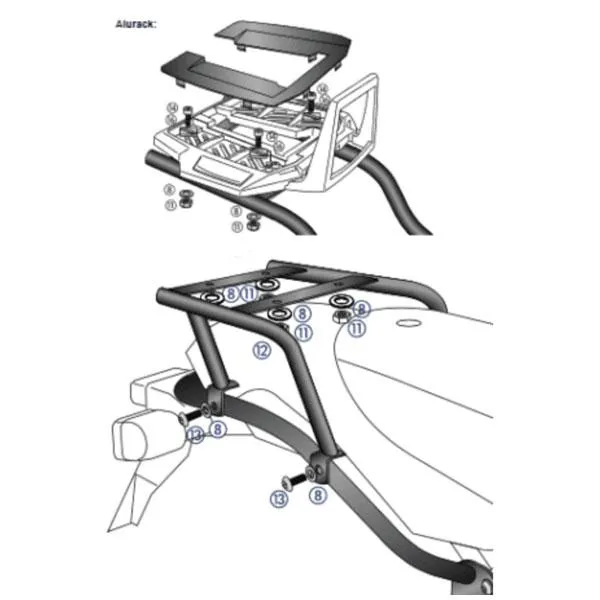 ヘプコ＆ベッカー トップケース用キャリア ALURACK(アルラック) ブラック  BMW HP2 Megamoto/Enduro('05〜'08)  650645-0101