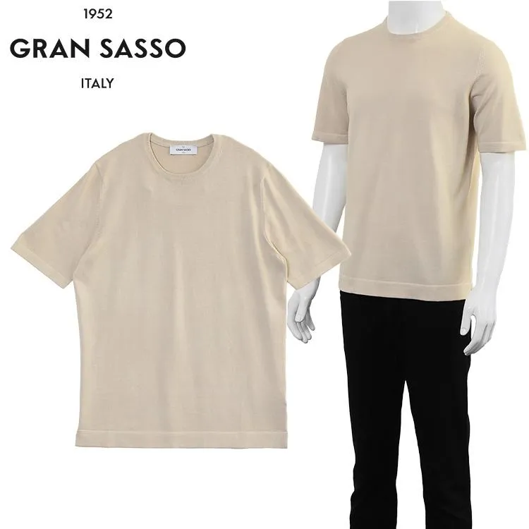 Gran Sasso グランサッソ ハイゲージニットTシャツ ベージュ 58138-18120-012 メンズ