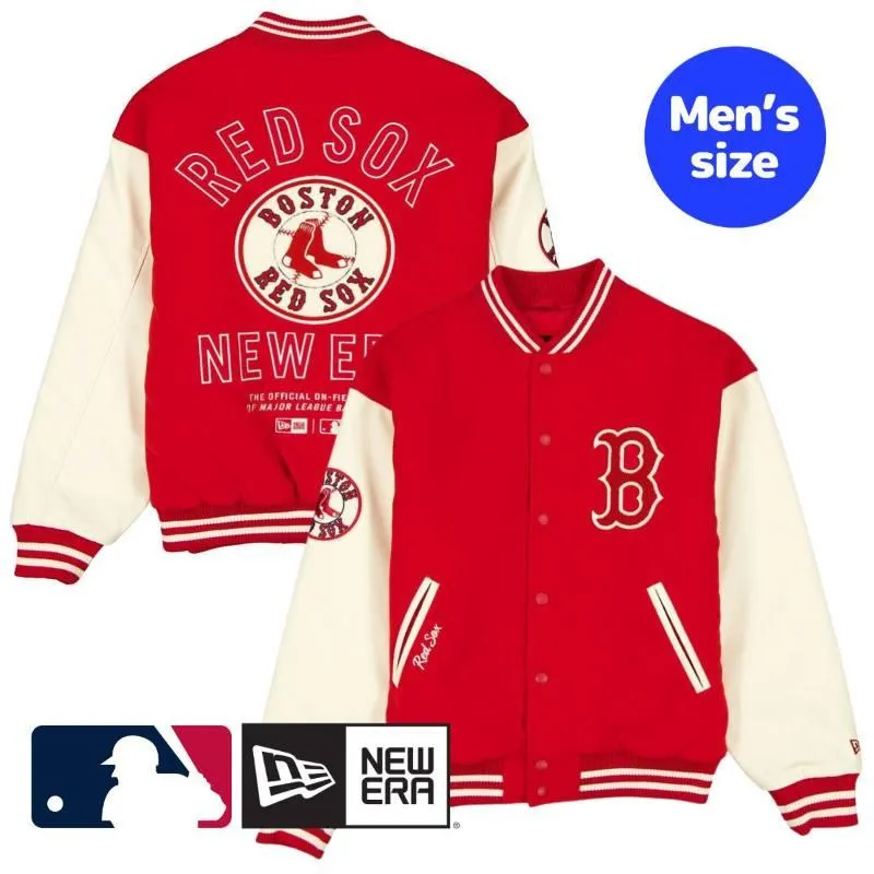 New Era MLB公式 メンズ アウター バーシティジャケット スタジャン ジャンパー ニューエラ レッドソックス 吉田正尚