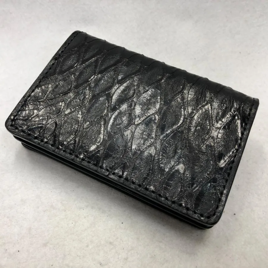 59 アリクイ グレージング仕上げ 2つ折り財布（コインポケット有り）ブラック 艶ありミドルウォレット