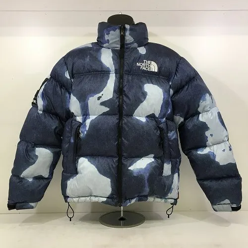 【中古】 hi◇128 Supreme × THE NORTH FACE BLEACHED DENIM PRINT NUPTSE JACKET Indigo ND52100I NF0A7WO8 サイズ: S ブリーチ デニムプリント ヌプシジャケット インディゴ 紺 シュプリーム ザ・ノース・フェイス