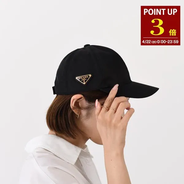 PRADA プラダ キャップ Re Nylon ベースボールキャップ ナイロン CAP 帽子  BLACK ブラック 黒 無地 シンプル 三角ロゴ 人気 ギフト