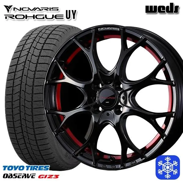 185/65R15インチ TOYO トーヨー オブザーブ ギズ3 GIZ3 4H100 スタッドレスタイヤホイールセット ウェッズ ノヴァリス ローグ UY