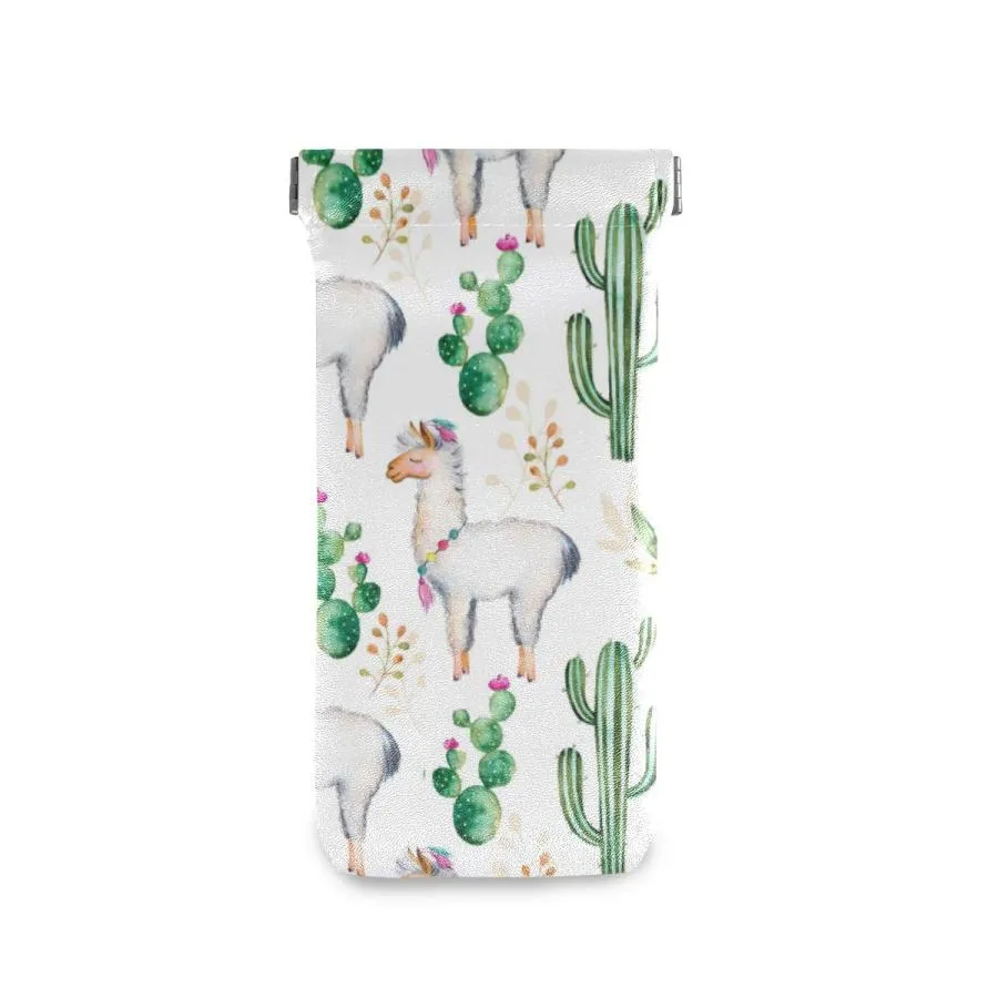 【並行輸入品】Sunglasses Pouch Tropical Cactus Llama Alpaca Squeeze Top Glasse