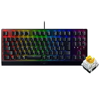 【中古】(非常に良い)Razer ゲーミングキーボード テンキーレス メカニカルキーボード BlackWidow V3 Tenkeyless JP - Yellow Switch メカニカル イエロー軸 クリアハ