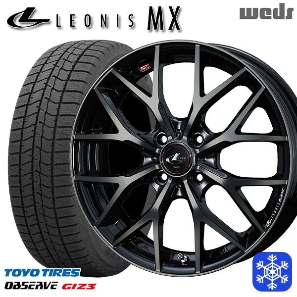 165/70R14インチ TOYO トーヨー オブザーブ ギズ3 GIZ3 5.5J 4H100 スタッドレスタイヤホイール4本セット ウェッズ レオニス MX PBMC/TI