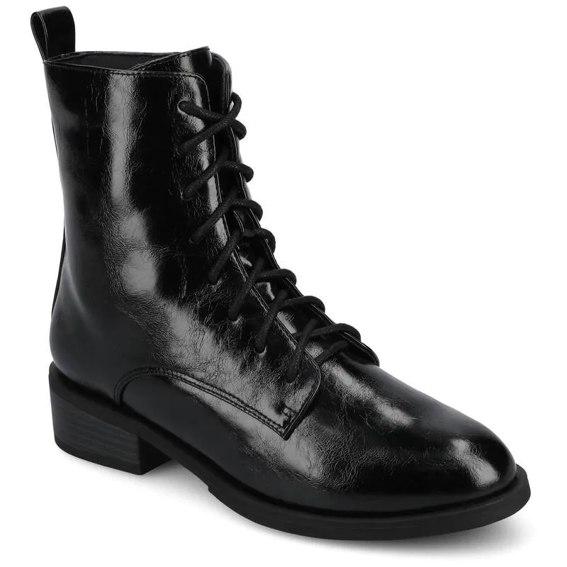ジャーニー レディース シューズ ブーツ・レインブーツ Journee Vienna Women Combat Boots Crinkle Black ブラック