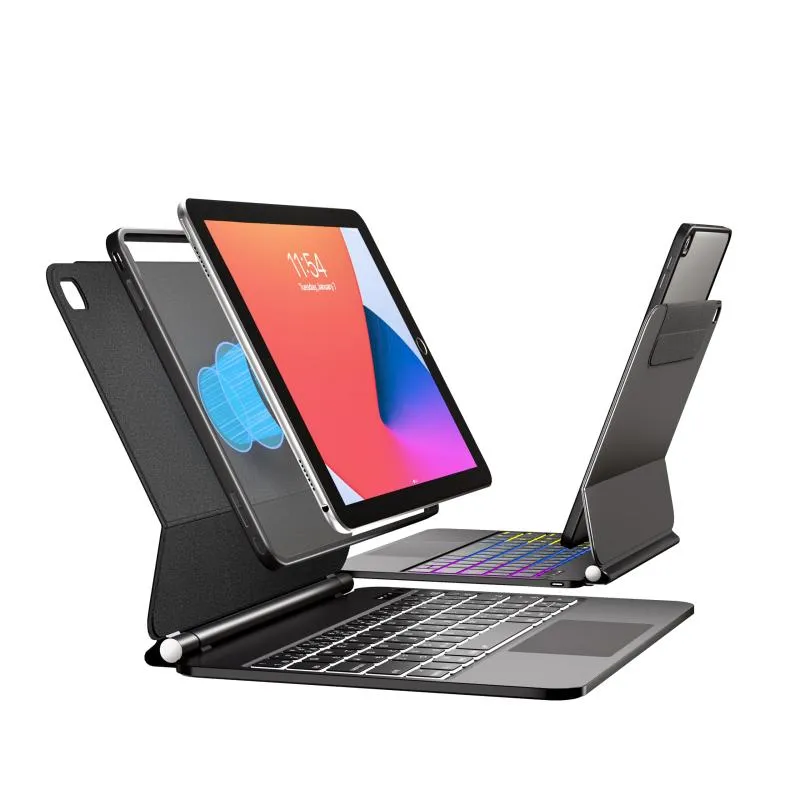 マジックキーボード JIS日本語配列 iPad A16 第10世代/第11世代 キーボード付きカバー,トラックパッド フローティングカンチレバースタンド レインボーバックライト マルチアングルビ