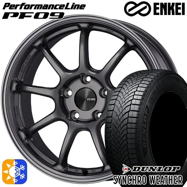 オールシーズンタイヤ ホイール4本セット 225/50R17インチ 5H114 ENKEI エンケイ パフォーマンスライン PF09 DS ダンロップ シンクロウェザー
