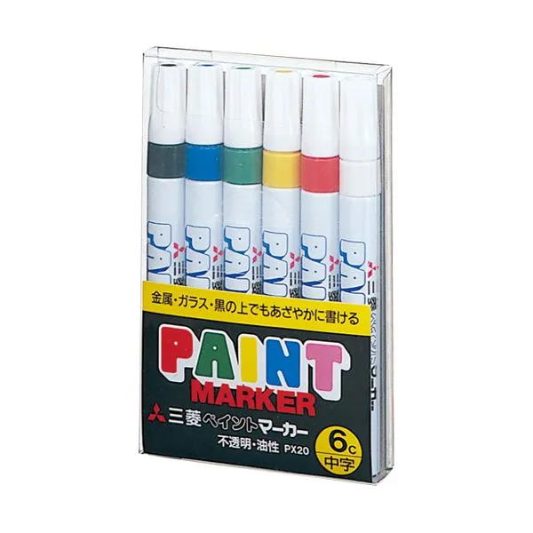 （まとめ） 三菱鉛筆 ペイントマーカー PX-206C 中字 6色【×10セット】[21]
