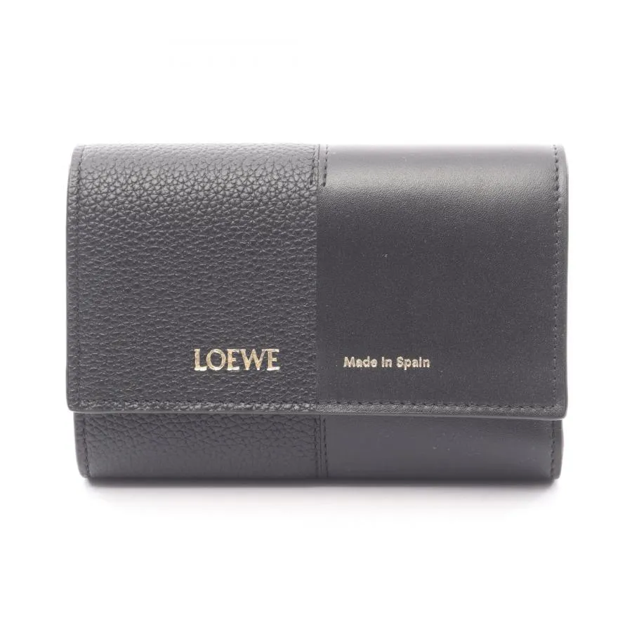 ロエベ LOEWE バーティカル ウォレット スモール 三つ折り財布 財布 レザー ブラック系 C612S33X011100