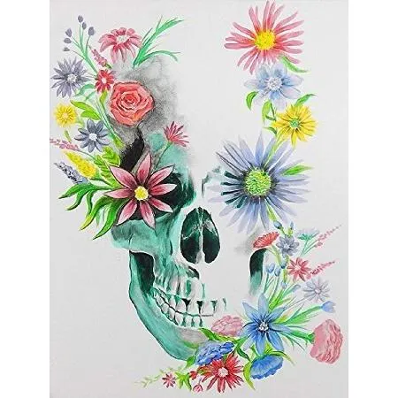 Skulls n '花by Ed Capeau 32 x 24 Gicleeアートプリントポスター壁装飾Made in the USA 。