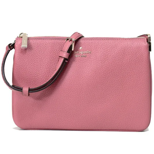 ケイトスペード バッグ katespade ぺブルレザー ロゴ トリプル ガセット クロスボディ 斜めがけ ショルダーバッグ ピンク WKR00448【ブランド 新品 送料無料 誕生日 記念日 お祝い プレゼント 正規 人気 安心 保証 ギフト 10倍 OUTLET 包装 即日発送 代引無料】