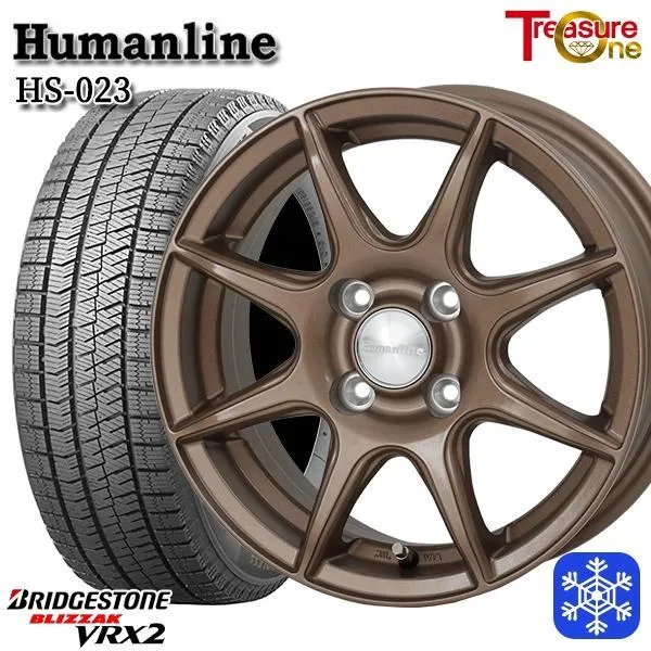 高崎 新品 冬セット ヒューマンライン HS-023 15x5.5J +43 4H100 ブリヂストン ブリザック VRX2 185/60R15インチ アクア等