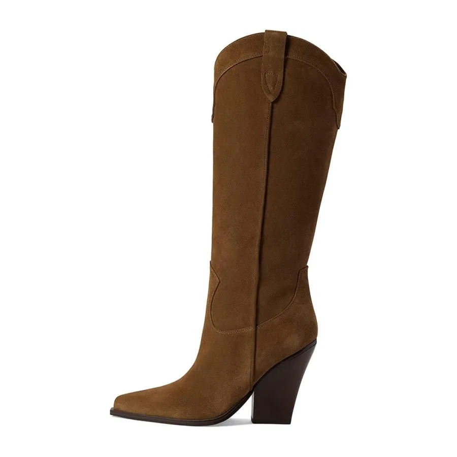 【並行輸入品】YDN Women Dressy Knee High Boots Pointed Closed Toe Cowboy Zippe