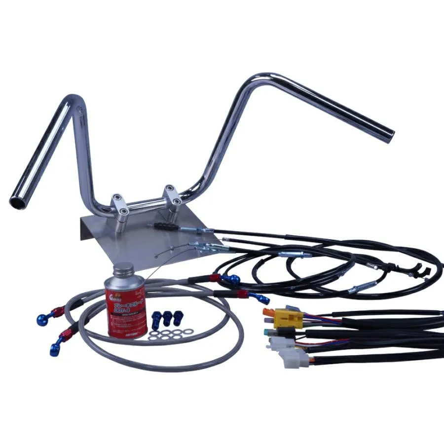 Z250FT A4/A5 アップ ハンドルセット セミシボリハンドル 30cm ブラックワイヤー メッシュブレーキホース
