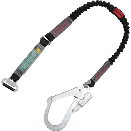 TSUYORON 胴ベルト型墜落制止用器具用副ランヤード(伸縮タイプ)ノビロン(BK)ショックアブソーバ+連結環FL-51 フックFS-93-1 D環止めなし TBLATNVS5931BKNJANBP 保護具 墜落 落下防止用品(代引不可)【送料無料】