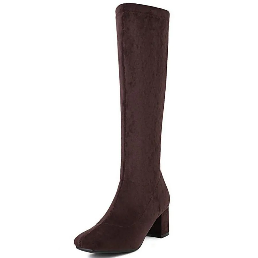 【並行輸入品】DINTAHA Suede Stretch Knee High Heeled Boots Tall Boots For Wome