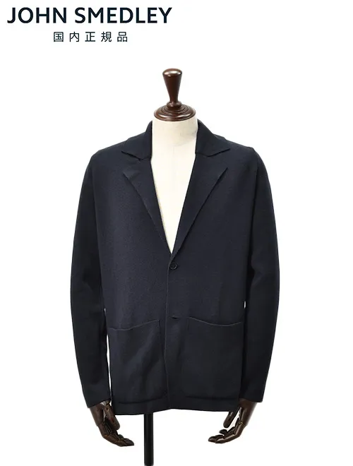 ジョンスメドレー JOHN SMEDLEY イージージャケット メンズ シングル AUTRY オートリ― メリノウール ネイビー 紺 ニットジャケット 24ゲージ 国内正規品