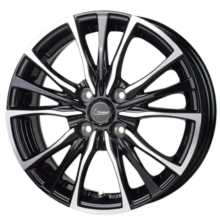 業販品 DUNLOP ENASAVE EC204 155/55R14 69V Chronus CH-110 メタリックブラックポリッシュ 14インチ 4.5J+45 4H-100 夏用 4本