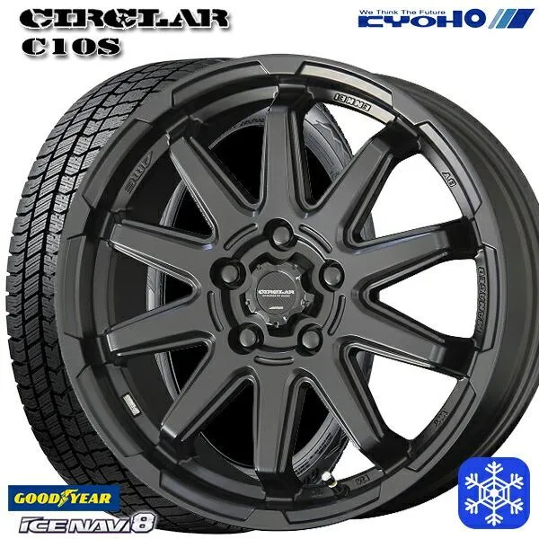215/45R17インチ グッドイヤー アイスナビ8 ICE NAVI8 5H114.3 スタッドレスタイヤホイールセット 共豊 サーキュラー C10S