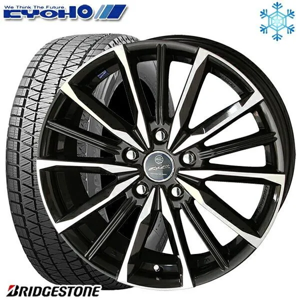 225/55R18インチ ブリヂストン ブリザック DMV3 5H114.3 スタッドレスタイヤホイール4本セット 共豊 スマック ヴァルキリー