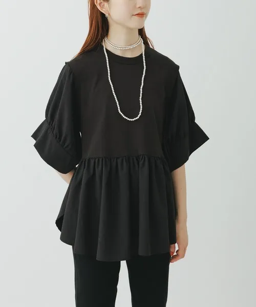 uvカット tシャツ 半袖 「サステナブル」・「定番」バウンスカフスプルオーバー/接触冷感/UVカット レディース