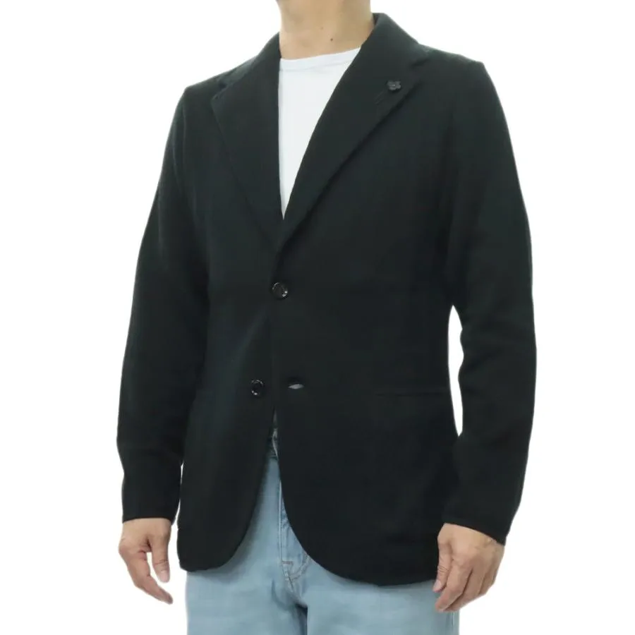 LARDINI ラルディーニ メンズシングル2Bニットジャケット CNCLJM56 PA66004 ブラック 2026春夏新作
