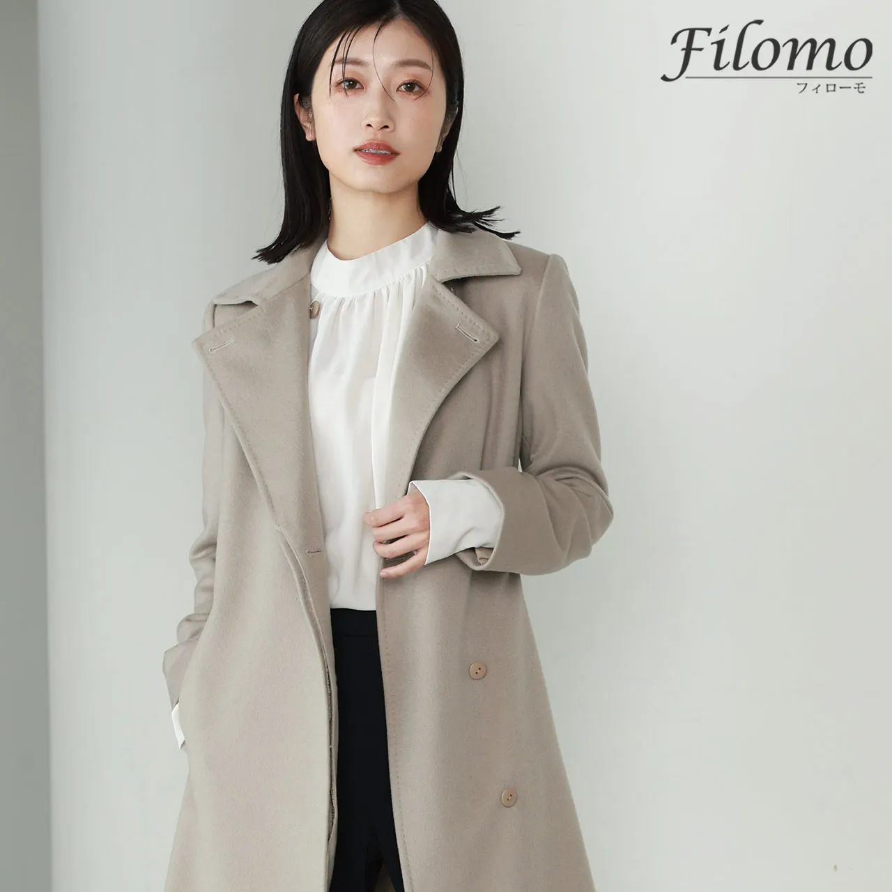 filomo カシミヤ コート レディース カシミヤ100% ロングコート 着丈100cm テーラード ロング丈 ベルト付き 裏地 キュプラ 通勤 ギフト プレゼント (4515r)