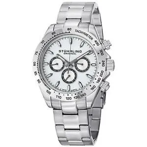 【送料無料】腕時計 ウェイメンズシルバースチールブレスレットケースstuhrling raceway mens 42mm silver steel bracelet amp; case krysterna watch 56401