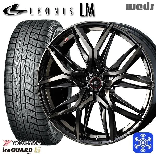 215/60R16インチ ヨコハマ アイスガード IG60 5H114.3 スタッドレスタイヤホイール4本セット ウェッズ レオニス LM PBMC/TI