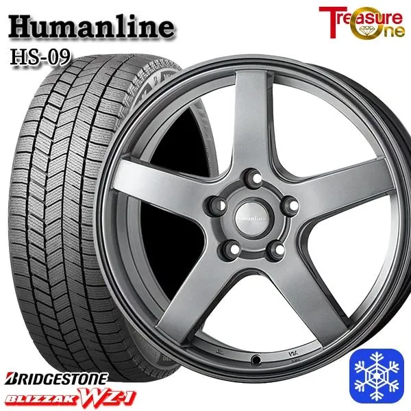 215/45R18インチ ブリヂストン ブリザック WZ-1 WZ1 5H114.3 スタッドレスタイヤホイール4本セット ヒューマンライン HS09 DG