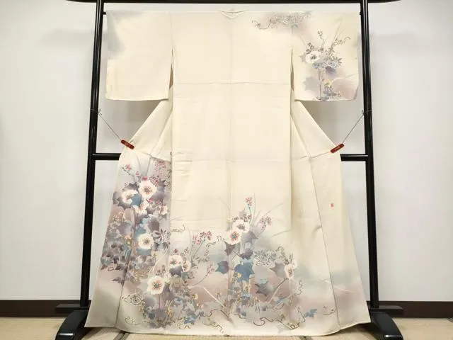 平和屋本店●極上 本加賀友禅作家 村田幸司 訪問着 草花文 暈し染め 蜂蜜色地 逸品 未使用 CYAA4337s6