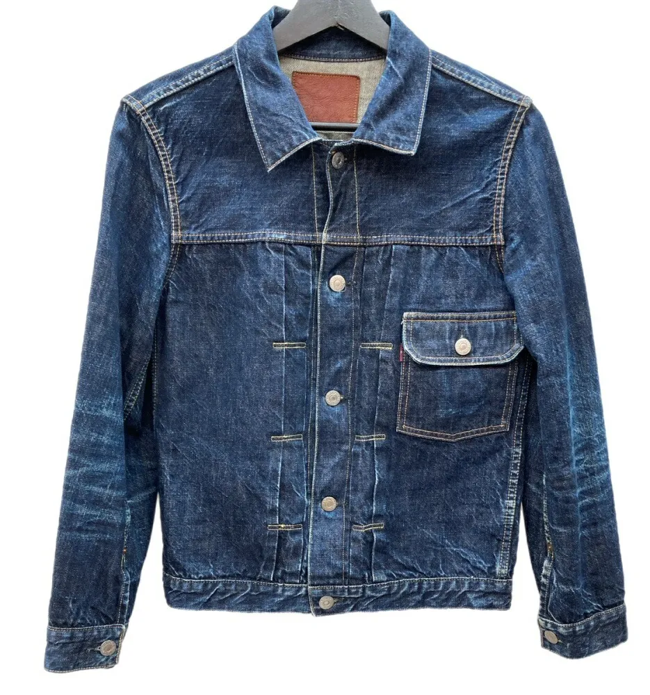 【中古】 ティーシービージーンズ TCB JEANS 30’s Denim Jacket 1st TYPE ファーストタイプ 日本製 シンチバックル デニムジャケット Gジャン 紺 ジャケット 無地 ネイビー 104MT-2602