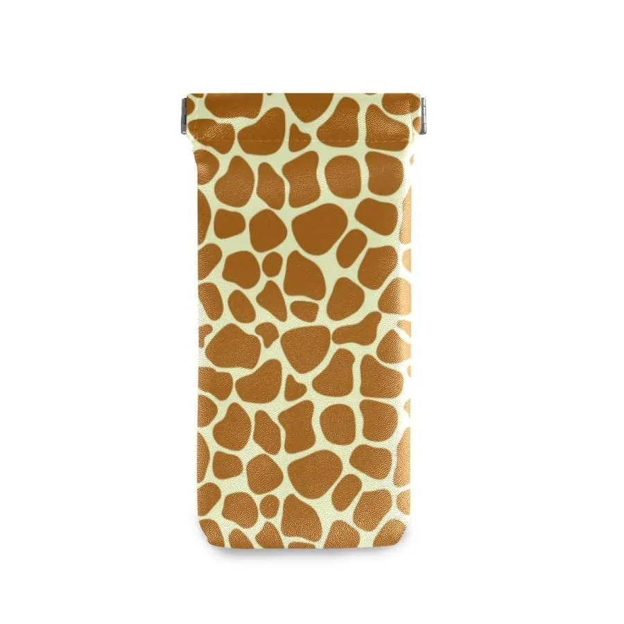 【並行輸入品】Sunglasses Pouch Animal Giraffe Print Squeeze Top Glasses Pouch