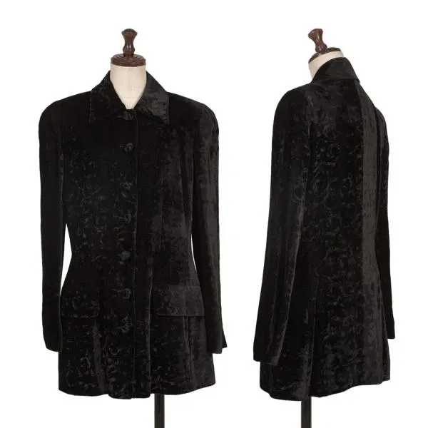 【中古】 フェンディFENDI 渦巻きパイルデザインくるみボタンジャケット 黒44【レディース】