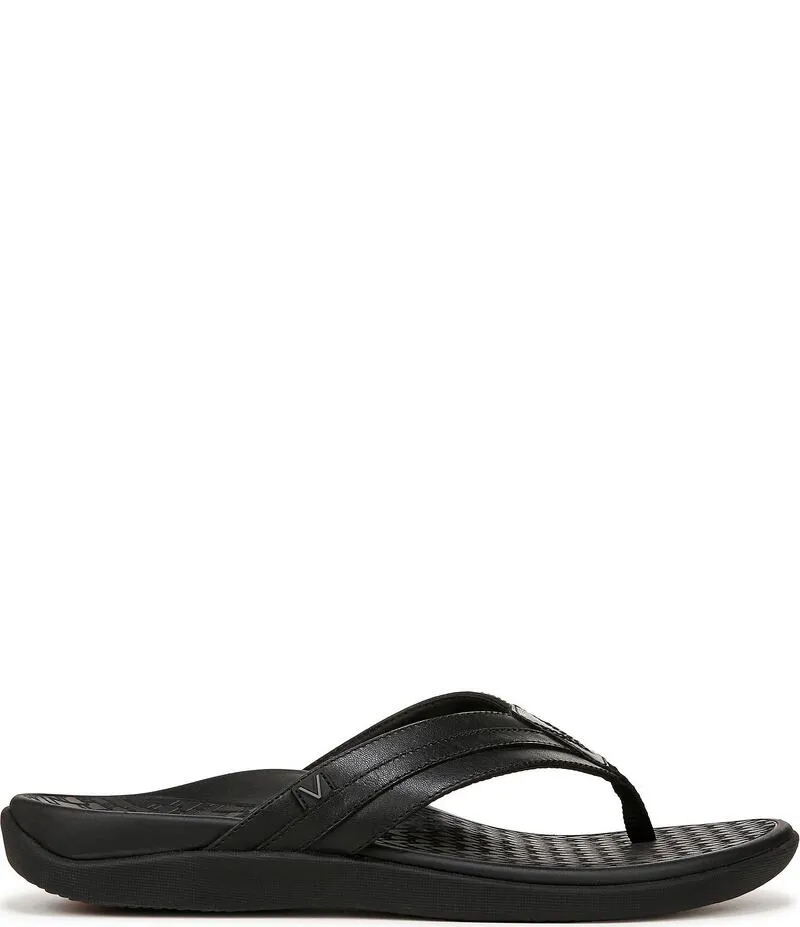 バイオニック メンズ シューズ サンダル レザー Vionic Men Tide II Leather Toe Post Sandals Black ブラック