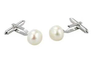 【送料無料】メンズアクセサリ― スターリングシルバーホワイトカフリンクスsterling silver cufflinks with white freshwater pearls