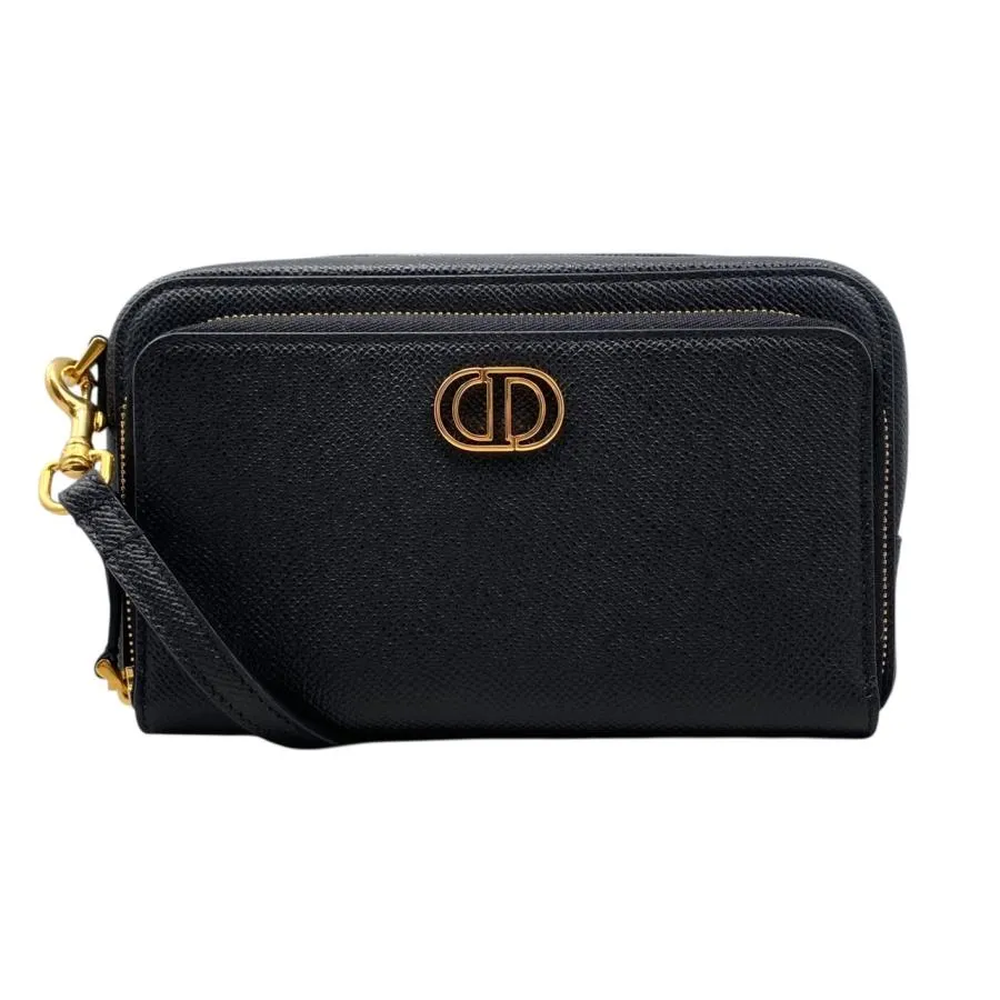 クリスチャンディオール ショルダーバッグ カロ ダブルポーチ S7431UBAE レザー ロゴ ブラック ゴールド金具 CHRISTIAN DIOR