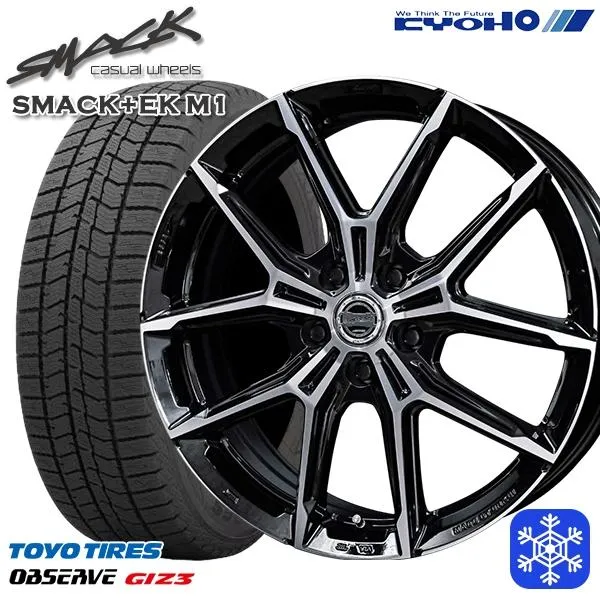 215/45R17インチ TOYO トーヨー オブザーブ ギズ3 GIZ3 5H100 スタッドレスタイヤホイールセット 共豊 スマック +EK M1