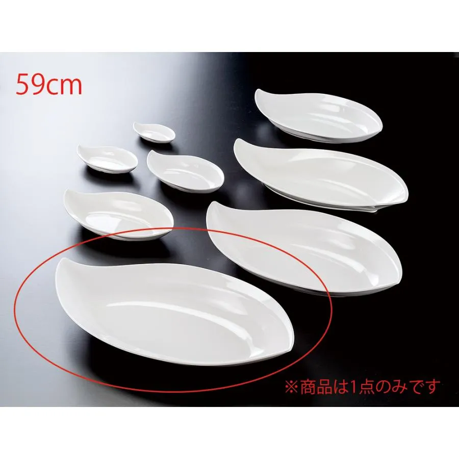 メラミン 59cm大葉盛鉢  白(587×320×H90mm) 福井クラフト[ML1-48-11] 丈夫なプラスチック 業務用メラミン製食器